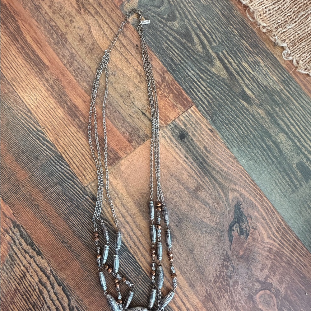 Shyanne Silver and Brown Layered Necklace